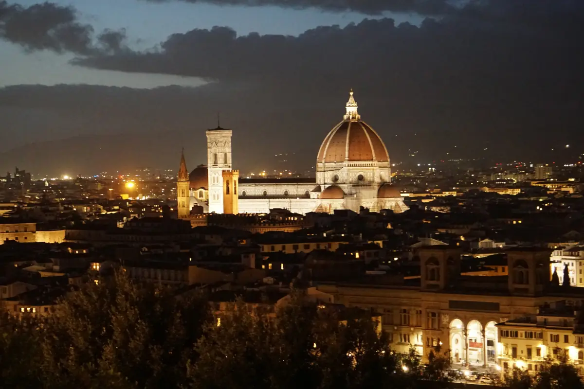 The cathedral at sunset from Piazzale Michelangelo